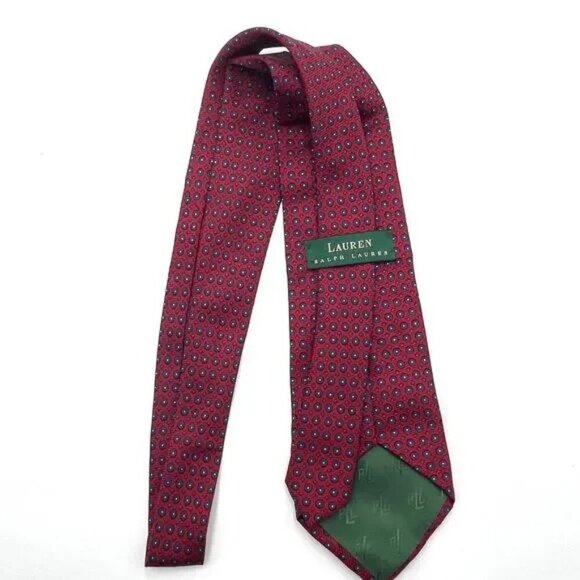 Lauren Ralph Lauren Silk Tie Classic Fit Burgundy Blue Vintage - Picture 4 of 4